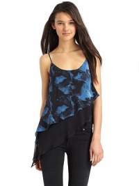 THE LOOKAlternating layers of abstract print silk crepe de chine and sheer solid silk chiffonAngled cascade hemAdjustable lingerie strapsScoop neckline front and backPullover stylingTHE FITAbout 30 from shoulder to hem at longer sideTHE MATERIALSilkFully linedCARE & ORIGINDry cleanImportedModel shown is 5'10 (177cm) wearing US size 4. THE LOOKAlternating layers of abstract print silk crepe de chine and sheer solid silk chiffonAngled cascade hemAdjustable lingerie strapsScoop neckline front and backPullover stylingTHE FITAbout 30 from shoulder to hem at longer sideTHE MATERIALSilkFully linedCARE & ORIGINDry cleanImportedModel shown is 5'10 (177cm) wearing US size 4.