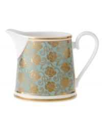 Perfect for casual dining or formal entertaining, this collection features a blend of gilded opulence and sophisticated style. Cheerful flower blossoms float gracefully across white bone china and gold and aqua filigree patterns as this lively set enhances your tabletop. Perfect for casual dining or formal entertaining, this collection features a blend of gilded opulence and sophisticated style. Cheerful flower blossoms float gracefully across white bone china and gold and aqua filigree patterns as this lively set enhances your tabletop.