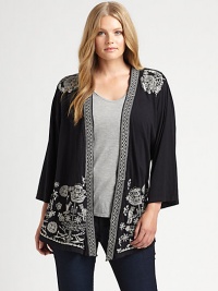 Quite possibly the most exquisite layering piece around, this cotton cardigan features striking embroidery. Its timeless kimono sleeves provide exquisite arm coverage.Open-front styleKimono sleevesPretty embroideryAbout 33 from shoulder to hemCottonMachine washImported Quite possibly the most exquisite layering piece around, this cotton cardigan features striking embroidery. Its timeless kimono sleeves provide exquisite arm coverage.Open-front styleKimono sleevesPretty embroideryAbout 33 from shoulder to hemCottonMachine washImported