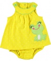 Carter's Girls 3-24 Months Polka Dotted Frog Sunsuit (3 Months, Yellow)