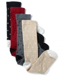 Keep your style on point with these pretty pin dot crew socks from Charter Club. Made from 100% cashmere, you'll stay cozy and elegantly accessorized.