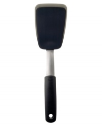 Ready for lift-off! This turner takes baked goods in form with a thin edge that glides easily underneath foods to deliver them to the table in perfect ready-to-eat condition. Crafted from silicone and stainless steel, this flexible took is heat resistant to 600ºF and safe for nonstick cookware and the dishwasher. Ready for lift-off! This turner takes baked goods in form with a thin edge that glides easily underneath foods to deliver them to the table in perfect ready-to-eat condition. Crafted from silicone and stainless steel, this flexible took is heat resistant to 600ºF and safe for nonstick cookware and the dishwasher.