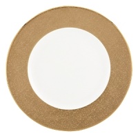 A scintillating band adorns the perimeter of this alluring dinner plate, sprinkled with gold dust for dramatic effect, and crafted with a classic shape that suits all your formal presentations. A scintillating band adorns the perimeter of this alluring dinner plate, sprinkled with gold dust for dramatic effect, and crafted with a classic shape that suits all your formal presentations.