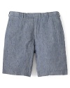 Linen adds a luxe touch to Billy Reid's Smith classic flat front short.