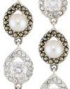 Judith Jack Pearlette Sterling Silver, Marcasite and Fresh Water Pearl Linear Drop Earrings