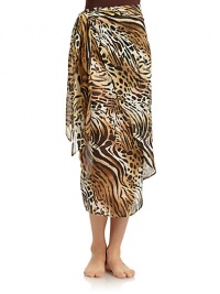 THE LOOKAllover leopard printSelf-tieSemi sheerTHE FIT34W X 63LTHE MATERIALPolyesterCARE & ORIGINHand washImported THE LOOKAllover leopard printSelf-tieSemi sheerTHE FIT34W X 63LTHE MATERIALPolyesterCARE & ORIGINHand washImported