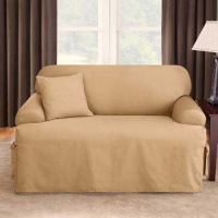 Sure Fit Logan 1-Piece T-Cushion Ties Sofa Slipcover, Camel Sure Fit Logan 1-Piece T-Cushion Ties Sofa Slipcover, Camel