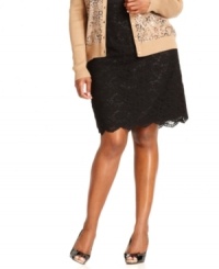Glam up your look this holiday season with Charter Club's lace plus size pencil skirt. Glam up your look this holiday season with Charter Club's lace plus size pencil skirt.