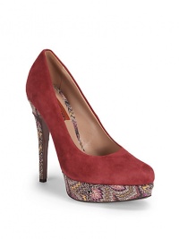 THE LOOKRich suede upperAlmond toePadded insoleFlame stitch fabric-covered heel, 5 (125mm)Flame stitch fabric-covered platform, 1 (25mm)Compares to a 4 heel (100mm)THE MATERIALSuede upperSignature bold patterned fabric trimLeather liningLeather soleORIGINMade in Italy THE LOOKRich suede upperAlmond toePadded insoleFlame stitch fabric-covered heel, 5 (125mm)Flame stitch fabric-covered platform, 1 (25mm)Compares to a 4 heel (100mm)THE MATERIALSuede upperSignature bold patterned fabric trimLeather liningLeather soleORIGINMade in Italy