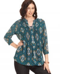 Charter Club's plus size blouse is a versatile piece for your day-to-play wardrobe-- dress it up with trousers or down with denim. Charter Club's plus size blouse is a versatile piece for your day-to-play wardrobe-- dress it up with trousers or down with denim.