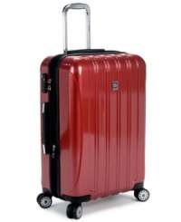 Born to fly. A lightweight & durable protective hardside catches serious speed on four twin spinner wheels that turn 360º to tackle corners & curves and add no extra weight to your hand. A sleek exterior with TSA-friendly lock opens to reveal a fully-stocked & fully-lined interior ready to travel with accessory pocket, elastic straps with buckle to secure contents, a zippered lid divider and more. 10-year warranty. Born to fly. A lightweight & durable protective hardside catches serious speed on four twin spinner wheels that turn 360º to tackle corners & curves and add no extra weight to your hand. A sleek exterior with TSA-friendly lock opens to reveal a fully-stocked & fully-lined interior ready to travel with accessory pocket, elastic straps with buckle to secure contents, a zippered lid divider and more. 10-year warranty.
