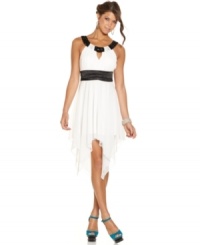 Sophisticated studding at the neckline adds flair to this party dress by Trixxi. Featuring an airy handkerchief hem and a contrasting-color sash, this dress is definitely a statement piece for your nights out! Sophisticated studding at the neckline adds flair to this party dress by Trixxi. Featuring an airy handkerchief hem and a contrasting-color sash, this dress is definitely a statement piece for your nights out!