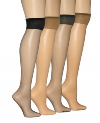 Virtually invisible on the leg, Berkshire's ultra sheer knee-highs feature a non-binding top and no-show toe.