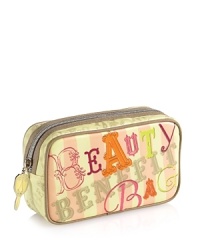 Stash your daily essentials inside this beautifully detailed, coated-canvas makeup bag. The portable benefit beauty bag features a playful, feminine print, lined interior, and charming zipper pull. Durable & high quality, it stays impressively clean through all your beauty adventures. Dimensions: L 4.25 x W 2.25 x H 7.5