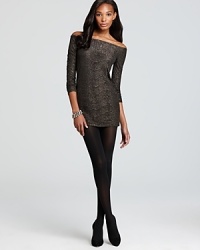 All that glitters is gold--at least on this BCBGeneration dress! Accented with metallic shine, this body-con dress is a must for the party circuit. All that glitters is gold--at least on this BCBGeneration dress! Accented with metallic shine, this body-con dress is a must for the party circuit.