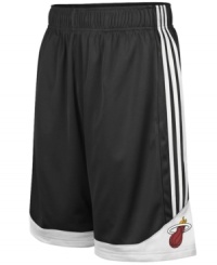 Get a step up on your competition and channel your favorite NBA basketball team with these Miami Heat shorts from adidas.