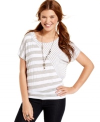 Stripes rule on this dolman sleeve tee from Pink Rose -- a cute day piece that suits your comfy-style philosophy!