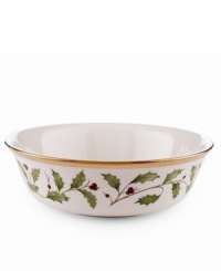 What finer things can there be than this? Part of an exquisite china collection from Lenox, this holiday dinnerware is detailed with a 24K gold trim. What finer things can there be than this? Part of an exquisite china collection from Lenox, this holiday dinnerware is detailed with a 24K gold trim.