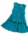 GUESS Kids Girls Tiered Jersey Dress with Bloomers (12 - , TURQUOISE (12M)