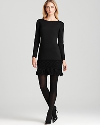 The quintessential day-to-night classic, this well-structured Trina Turk dress is crafted from soft ponte for a fluid drape with a refined boat neckline and flounce hem. The quintessential day-to-night classic, this well-structured Trina Turk dress is crafted from soft ponte for a fluid drape with a refined boat neckline and flounce hem.