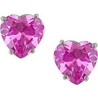 4 Ct Pink Tourmaline Swarovski Elements Heart Shaped Stud Earrings Set in 925 Sterling Silver 4 Ct Pink Tourmaline Swarovski Elements Heart Shaped Stud Earrings Set in 925 Sterling Silver