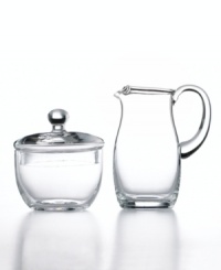 Clear winners for timeless style and versatility, the Michelangelo Masterpiece sugar and creamer are an invaluable addition to everyday and formal tables alike. Featuring classic silhouettes in luminous, lead-free glass from Luigi Bormioli's collection of serveware and serving dishes. Clear winners for timeless style and versatility, the Michelangelo Masterpiece sugar and creamer are an invaluable addition to everyday and formal tables alike. Featuring classic silhouettes in luminous, lead-free glass from Luigi Bormioli's collection of serveware and serving dishes.