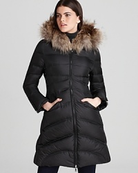 Corset-style lacing at the sides lets you emphasize the hourglass silhouette of this lighter weight down Dawn Levy jacket. And the fur collar is pure posh! Corset-style lacing at the sides lets you emphasize the hourglass silhouette of this lighter weight down Dawn Levy jacket. And the fur collar is pure posh!