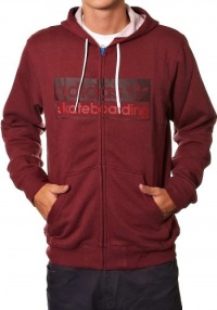 Adidas Men's Big Logo Hooded Full Zip Skate Sweater-Mars Red Adidas Men's Big Logo Hooded Full Zip Skate Sweater-Mars Red