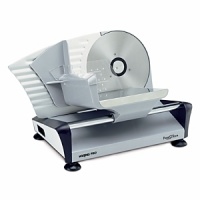 Featuring the precision of traditional commercial equipment, this stainless steel slicer brings professional-caliber performance to your home kitchen. Engineered to effortlessly slice unlimited quantities of meats, hard cheeses, fresh vegetables and thick bread to the thickness of your choice. Nonslip suction feet guarantee stability during operation, and sturdy food guides prevent blades from coming into contact with fingers. Five-year limited motor warranty. Featuring the precision of traditional commercial equipment, this stainless steel slicer brings professional-caliber performance to your home kitchen. Engineered to effortlessly slice unlimited quantities of meats, hard cheeses, fresh vegetables and thick bread to the thickness of your choice. Nonslip suction feet guarantee stability during operation, and sturdy food guides prevent blades from coming into contact with fingers. Five-year limited motor warranty.