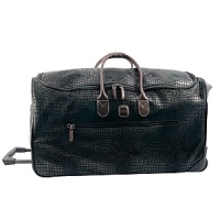 This classically styled crocodile-embossed luggage with leather trim provides the perfect pieces for any stylish traveler on the go.