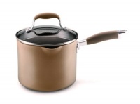 Anolon Advanced Bronze Collection Hard Anodized Nonstick 3.5-Quart Covered Straining Saucepan with Spouts Anolon Advanced Bronze Collection Hard Anodized Nonstick 3.5-Quart Covered Straining Saucepan with Spouts