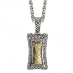 925 Silver Hammered Contemporary-Style Pendant with 18k Gold Accents