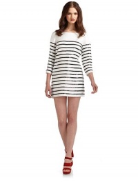THE LOOKAllover sequins in a sailor stripe designFine silk chiffon constructionBateau necklineThree-quarter length sleevesTHE FITAbout 29 from shoulder to hemTHE MATERIALSilkFully linedCARE & ORIGINDry cleanImportedModel shown is 5'10 (177cm) wearing US size Small. 
