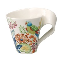 Incorporating the same modern curves and unique lines of Villeroy & Boch's New Wave collection, the Caffé Pantaval line features colorful birds and flora. Incorporating the same modern curves and unique lines of Villeroy & Boch's New Wave collection, the Caffé Pantaval line features colorful birds and flora.