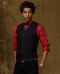 Dressed up or down, day or night, this Wool-Blend Vest adds a dapper layer to your ensemble. Dressed up or down, day or night, this Wool-Blend Vest adds a dapper layer to your ensemble.