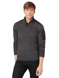 This handsome Calvin Klein Jeans sweater has a classic look that can be dressed up or down for versatile style.