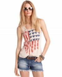 Let 'em know you heart the U.S.A: American Rag's flag-print tank shows off national pride with a touch of rock n' roll style. Let 'em know you heart the U.S.A: American Rag's flag-print tank shows off national pride with a touch of rock n' roll style.