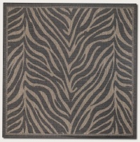 Couristan 1514/0121 Recife Zebra Black/Cocoa Rug, 7-Feet 6-Inch Square