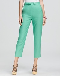 These DIANE von FURSTENBERG pants refresh and renew your wardrobe this season. The leafy-hued silhouette features a tonal belt for a polished look every time. These DIANE von FURSTENBERG pants refresh and renew your wardrobe this season. The leafy-hued silhouette features a tonal belt for a polished look every time.