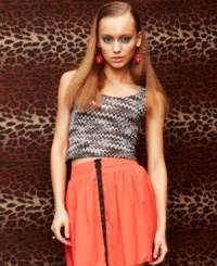 Leave it to Material Girl to elevate the classic tank to super-cool heights! Featuring a network of elastic straps at the back, this top adds undeniable spunk to your fun bottoms! Leave it to Material Girl to elevate the classic tank to super-cool heights! Featuring a network of elastic straps at the back, this top adds undeniable spunk to your fun bottoms!