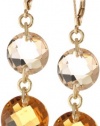 Anne Klein Loretto Gold-Tone Brown Round Double Drop Earrings