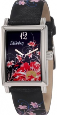 Stuhrling Original Women's 306.1215B61 Vogue Audrey Botanica Swiss Quartz Black Leather Strap Watch Stuhrling Original Women's 306.1215B61 Vogue Audrey Botanica Swiss Quartz Black Leather Strap Watch