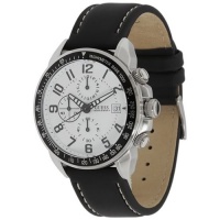 Guess Men's U12635G1 Black Leather Quartz Watch with White Dial Guess Men's U12635G1 Black Leather Quartz Watch with White Dial