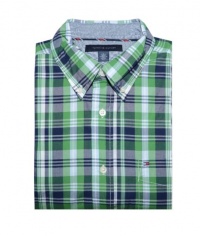 Tommy Hilfiger Men Plaid Short Sleeve Logo Shirt Tommy Hilfiger Men Plaid Short Sleeve Logo Shirt