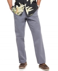 Kick back in the cool, casual style and clean, sophisticated lines of these Tommy Bahama chinos. Kick back in the cool, casual style and clean, sophisticated lines of these Tommy Bahama chinos.
