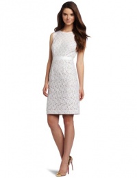 BCBGMAXAZRIA Women's Alice Mixed Lace Sheath Dress, White, 6 BCBGMAXAZRIA Women's Alice Mixed Lace Sheath Dress, White, 6