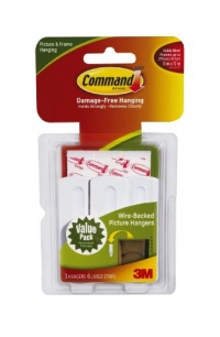 Command Wire-Backed Picture-Hanging Hooks, 3-Hanger Command Wire-Backed Picture-Hanging Hooks, 3-Hanger