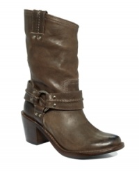 Perfectly broken in and buckled up. Frye's Carment Harness motorcycle boots are ready to go. Perfectly broken in and buckled up. Frye's Carment Harness motorcycle boots are ready to go.