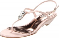 Badgley Mischka Women's Zudora Wedge Sandal, Blush Satin, 7.5 M US