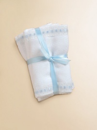 Soft cotton burp pads, decorated with cute blue dot trim.Includes two padsMachine washCottonImported Soft cotton burp pads, decorated with cute blue dot trim.Includes two padsMachine washCottonImported